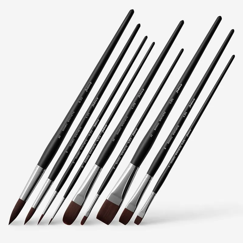 Commande En Gros Jackson‘s Pinceau Shinku rouge en soie synthétique Set de 9
