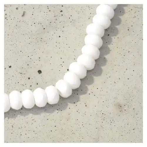 Nouvelle Collection Perles de Bohème sur Fil - Donuts Blanc Opaque 9 x 5 mm