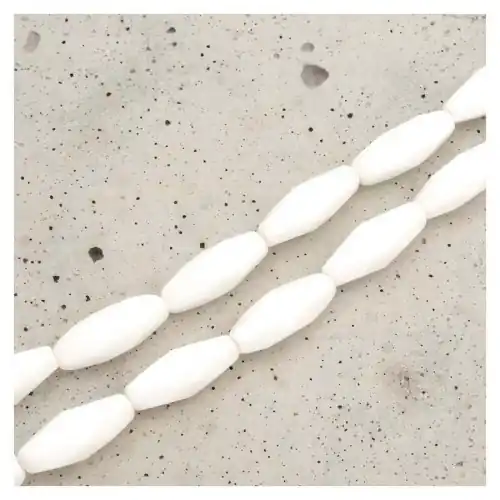 Retour Gratuit Perles de Bohème sur Fil - Olive 15 x 6 mm Blanc Opaque